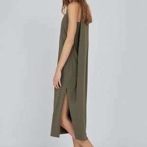 Cuyana Drape-Back Dress in Olive XS